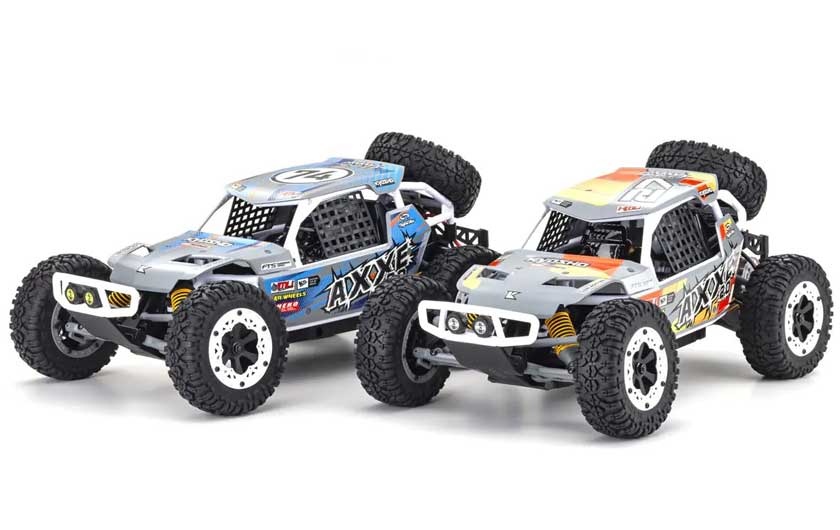 The detailed dirt buggy body comes in orange and blue