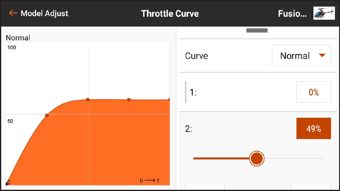 AirWare<sup>™</sup> Touch app Throttle Curve