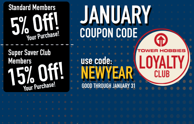 Tower Hobbies Loyalty Club Exclusive Coupon Offer. Save up to 15% off your order.